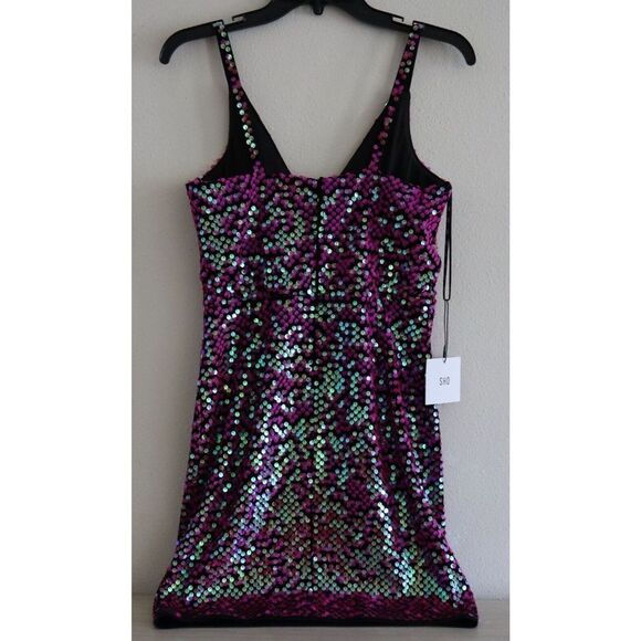 SHO x Tadashi Shoji Sz XL Hot Pink Sequin Surplice Neck Body-Con Dress - Picture 3 of 16